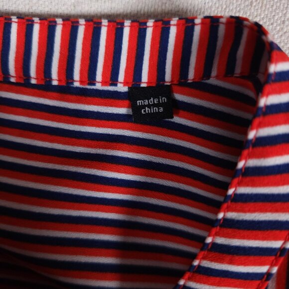 Cabi Franklin Striped Top Womens Pullover Sz M Red White Blue Patriotic Blouse - Picture 11 of 13